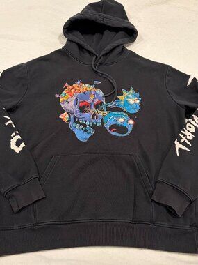 Rick & Morty Adult Swim black hoodie from H&M, size XL
